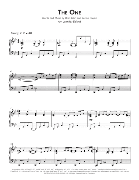 The One Intermediate Piano Page 2