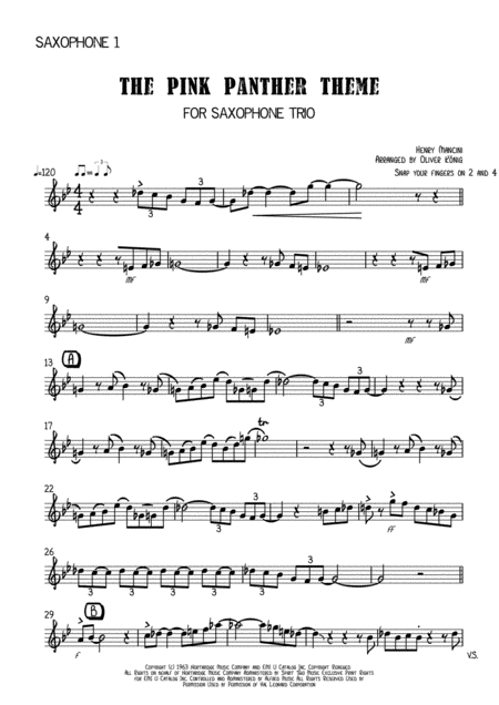 The Pink Panther For Saxophone Duet Page 2