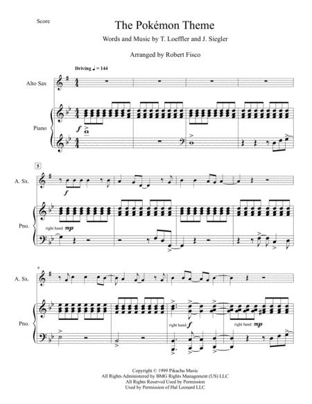 The Pokemon Theme For Alto Saxophone With Piano Accompaniment Page 2