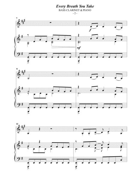The Police Every Breath You Take For Bass Clarinet Piano Page 2