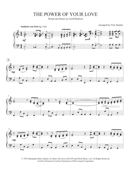 The Power Of Your Love Piano Solo Page 2