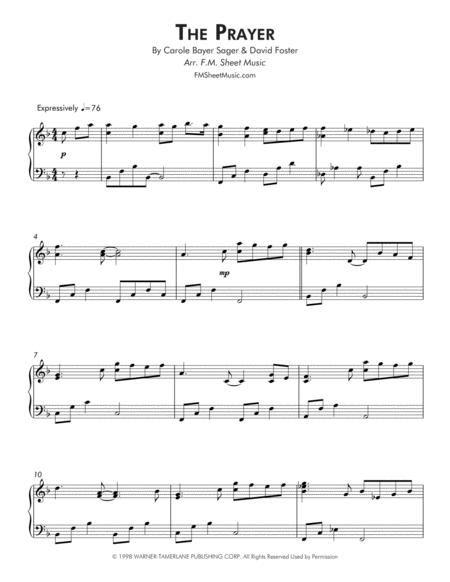 The Prayer Early Intermediate Piano Page 2