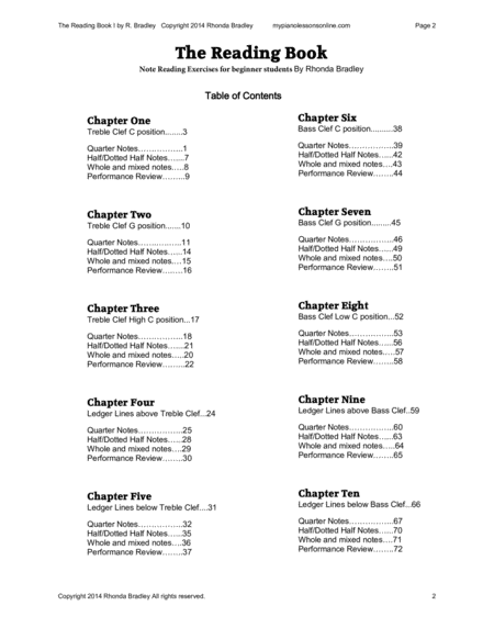 The Reading Book Note Reading Exercises Page 2