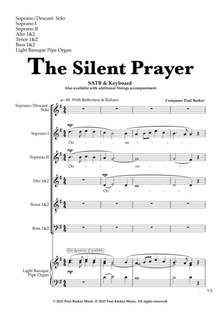 The Silent Prayer Keyboard Vocal Score Page 2