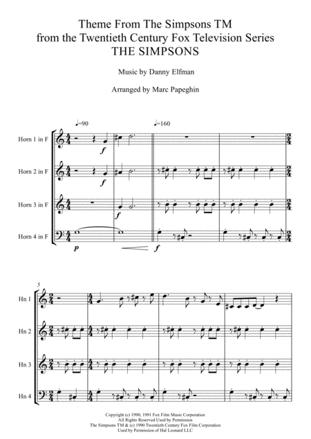 The Simpsons Theme French Horn Quartet Intermediate Level Page 2