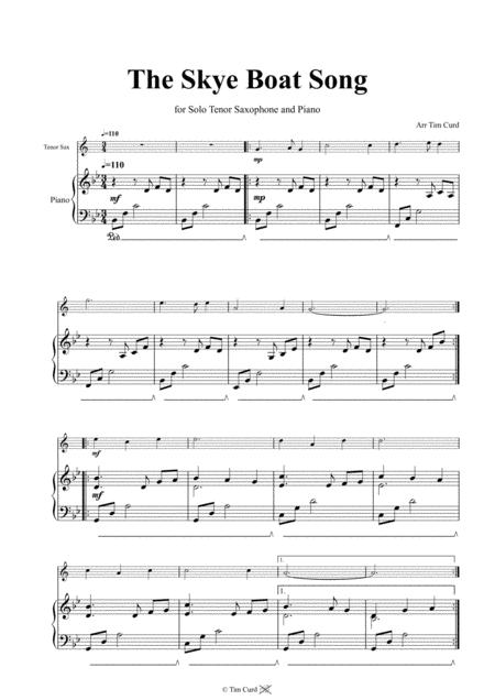 The Skye Boat Song For Solo Tenor Saxophone In Bb And Piano Page 2