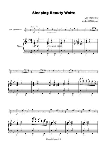 The Sleeping Beauty Waltz By Tchaikovsky For Alto Saxophone And Piano Page 2