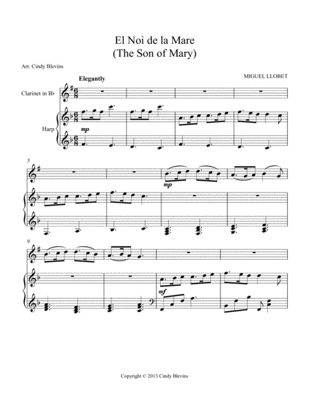 The Son Of Mary Arranged For Harp And Bb Clarinet Page 2