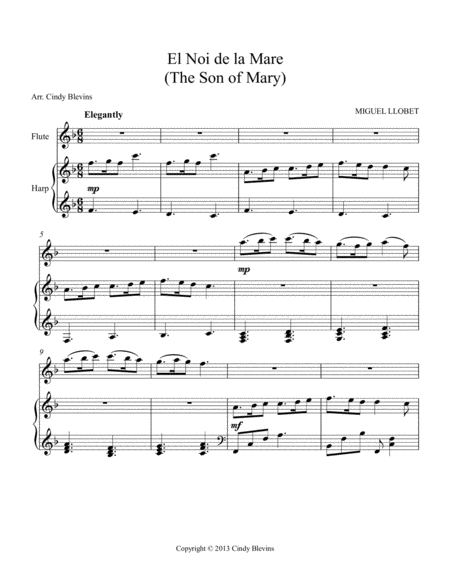 The Son Of Mary Arranged For Harp And Flute Page 2