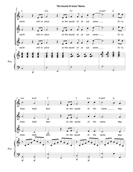The Sound Of Jesus Name Ssa 3 Part Page 2