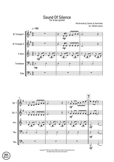 The Sound Of Silence By Simon Garfunkel Brass Quintet Page 2