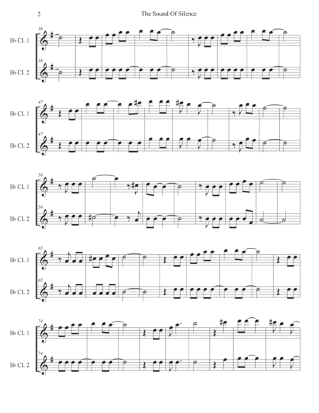 The Sound Of Silence Clarinet Duet Page 2