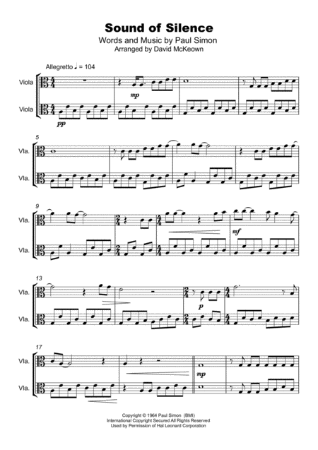 The Sound Of Silence Duet For Two Violas Page 2