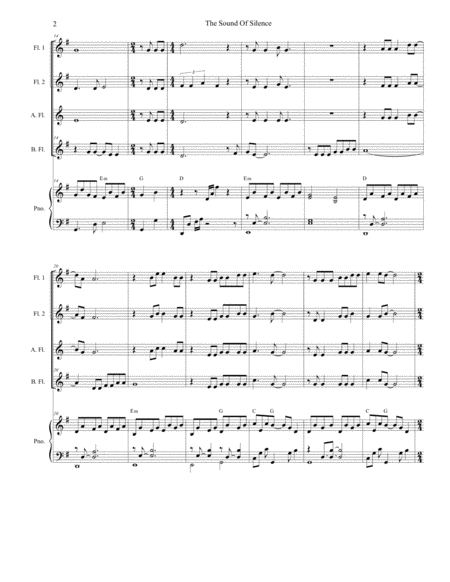 The Sound Of Silence For Flute Choir And Piano Page 2