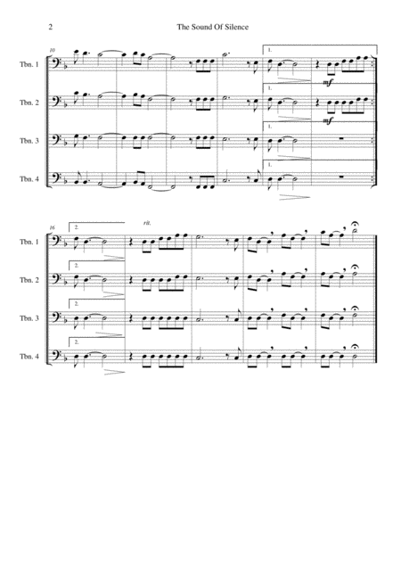 The Sound Of Silence For Trombone Quartet Page 2