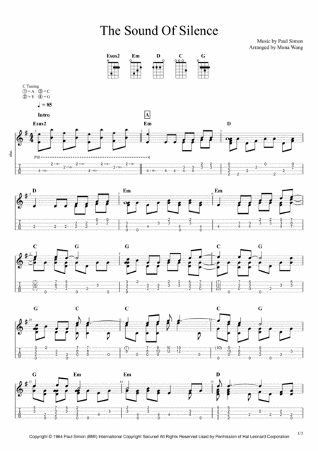 The Sound Of Silence Ukulele Chord Melody Solo Page 2