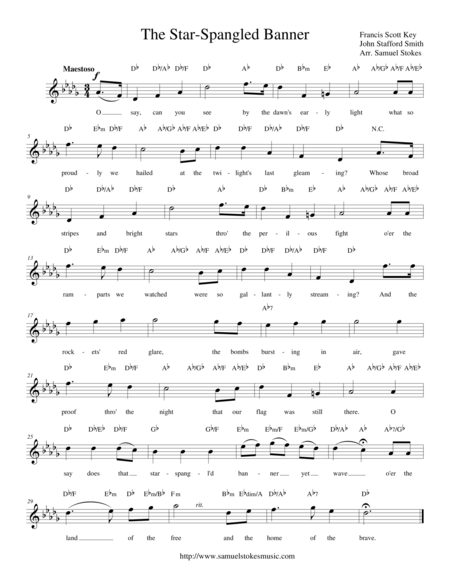 The Star Spangled Banner Lead Sheets In All Keys Page 2