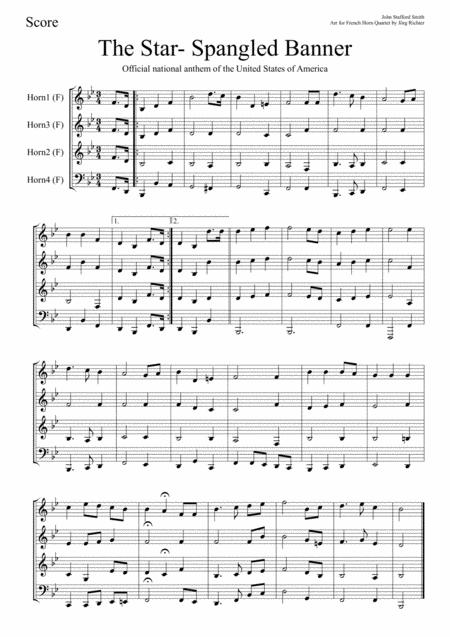 The Star Spangled Banner Nationalhymne Usa Fr Horn Quartett Page 2