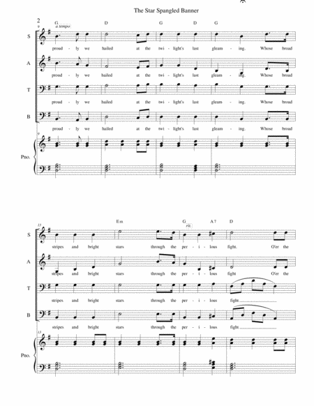 The Star Spangled Banner Satb And Piano Page 2