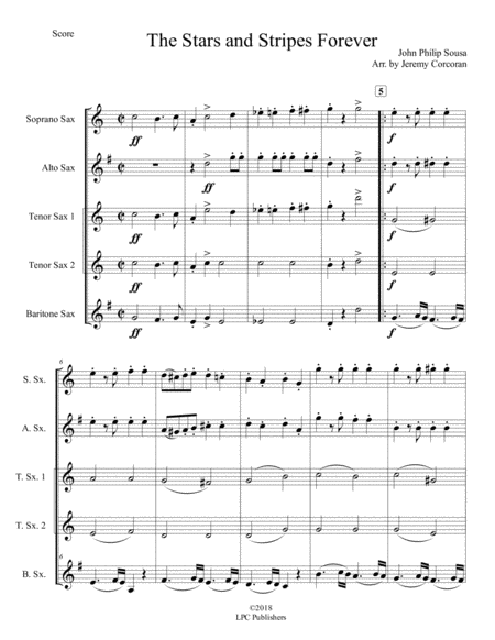 The Stars And Stripes Forever For Saxophone Quintet Sattb Or Aattb Page 2