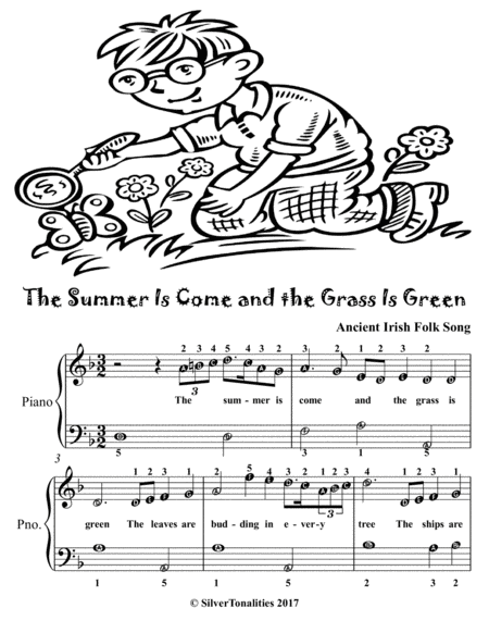The Summer Is Come And The Grass Is Green Easy Piano Sheet Music Page 2