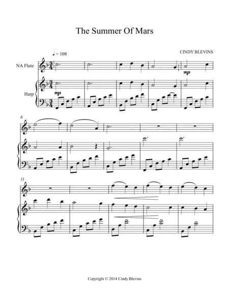 The Summer Of Mars Arranged For Harp And Native American Flute From My Book Gentility 24 Original Pieces For Harp And Native American Flute Page 2