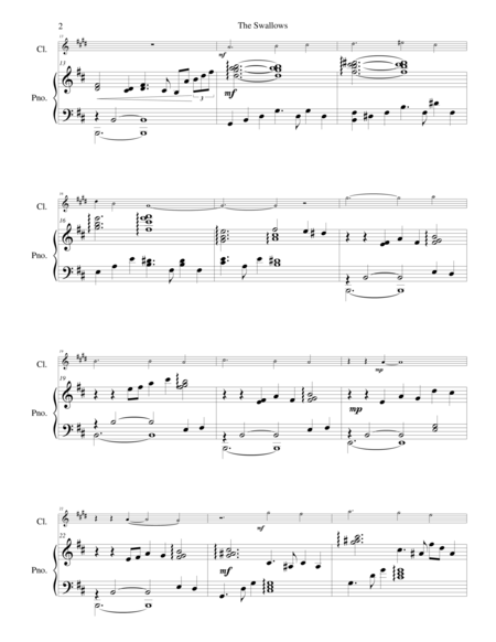 The Swallows For Clarinet And Piano Page 2