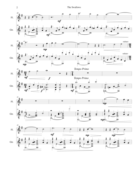 The Swallows For Flute And Guitar Page 2