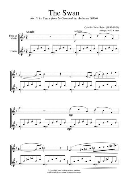 The Swan F Major For Flute Or Violin And Easy Guitar Page 2