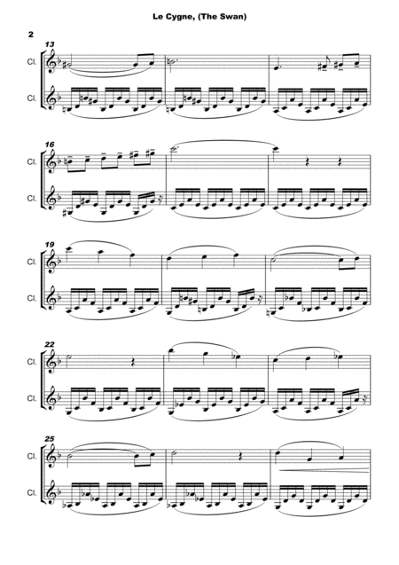The Swan Le Cygne By Saint Saens Duet For Clarinet Page 2