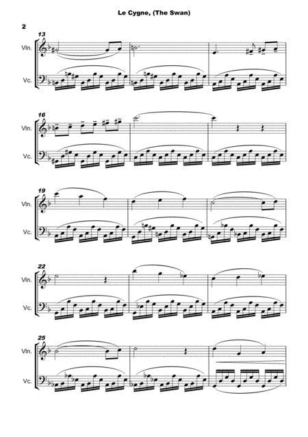 The Swan Le Cygne By Saint Saens Duet For Violin And Cello Page 2