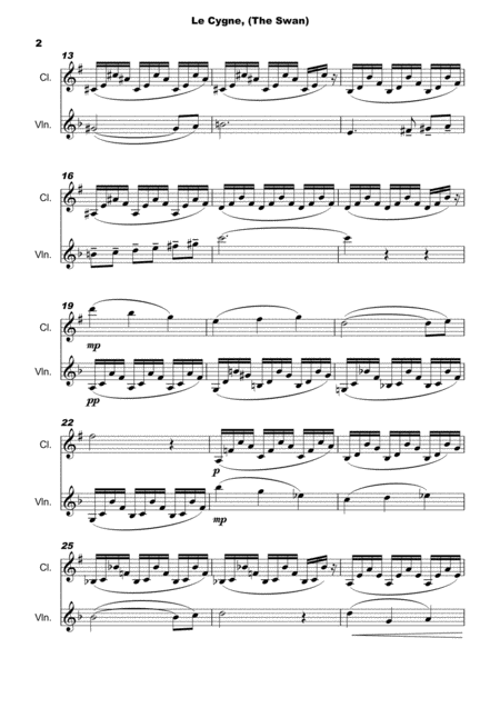 The Swan Le Cygne By Saint Saens Duet For Violin And Clarinet Page 2