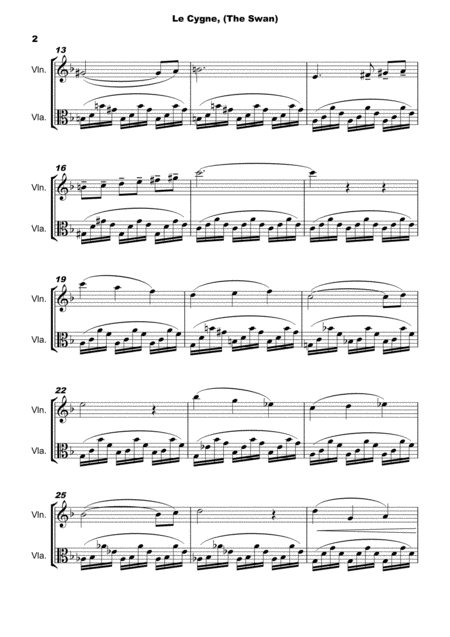 The Swan Le Cygne By Saint Saens Duet For Violin And Viola Page 2