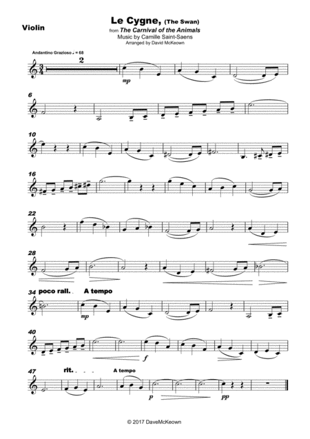 The Swan Le Cygne By Saint Saens For Violin And Piano Page 2