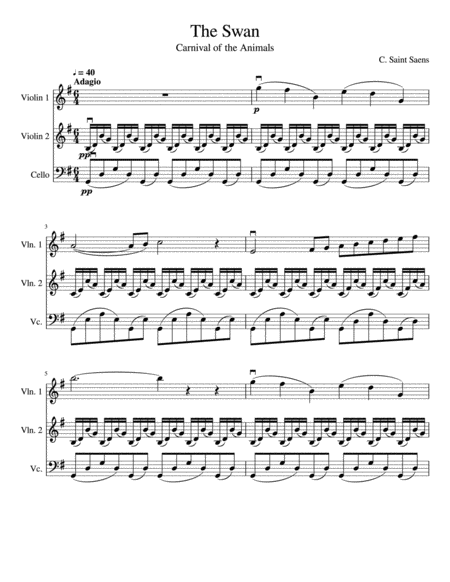 The Swan Two Violins And Cello Page 2