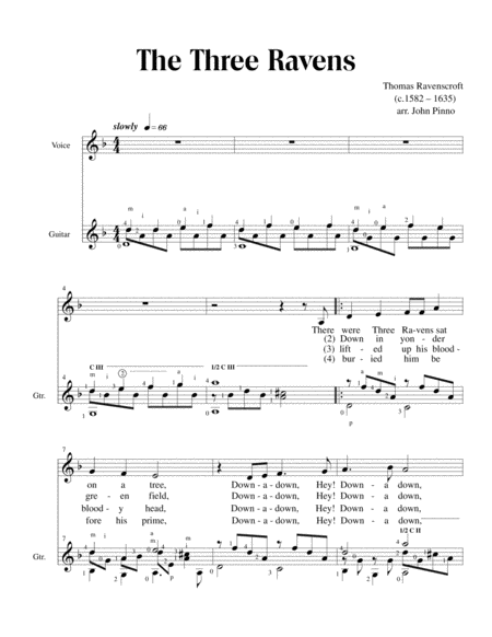 The Three Ravens For Voice And Classical Guitar Page 2