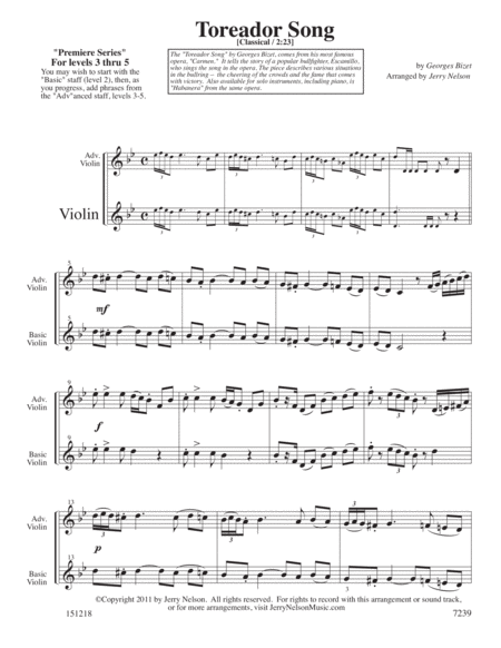 The Toreador Song Bizet Arrangements Level 3 5 For Violin Written Acc Page 2