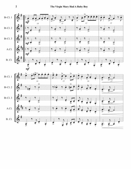 The Virgin Mary Had A Baby Boy Clarinet Quartet Intermediate Page 2