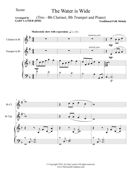 The Water Is Wide Trio Bb Clarinet Bb Trumpet With Piano And Parts Page 2