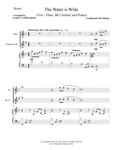 The Water Is Wide Trio Flute Bb Clarinet Piano With Parts Page 2