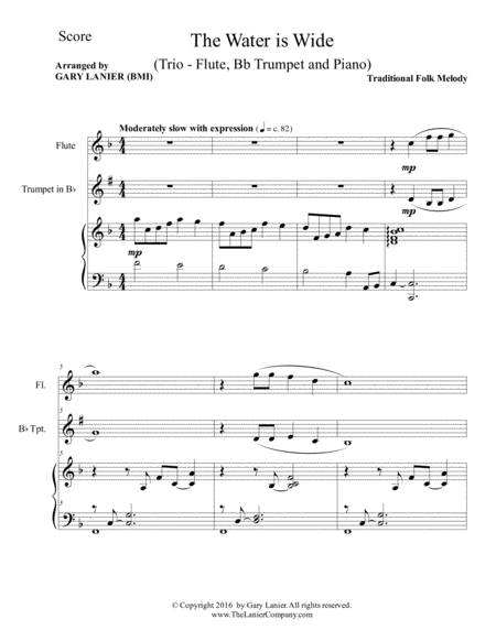 The Water Is Wide Trio Flute Bb Trumpet Piano With Parts Page 2