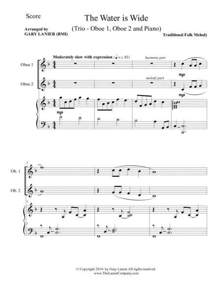 The Water Is Wide Trio Oboe 1 Oboe 2 Piano With Parts Page 2