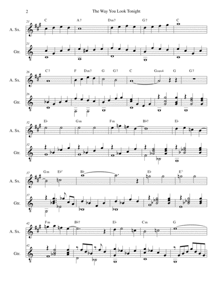 The Way You Look Tonight For Alto Saxophone And Guitar Page 2