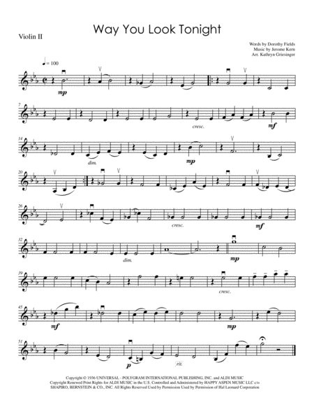 The Way You Look Tonight String Quartet Page 2
