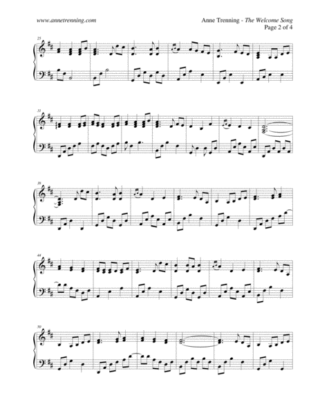 The Welcome Song By Anne Trenning Sheet Music For Piano Page 2