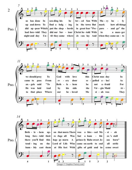 The Wexford Carol Easy Piano Sheet Music With Colored Notes Page 2