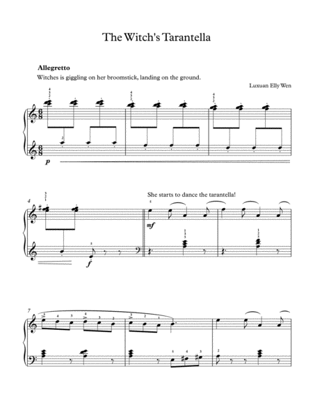 The Witches Tarantella Intermediate Piano Pedagogical Music For Hand Crossover As Halloween Special Page 2