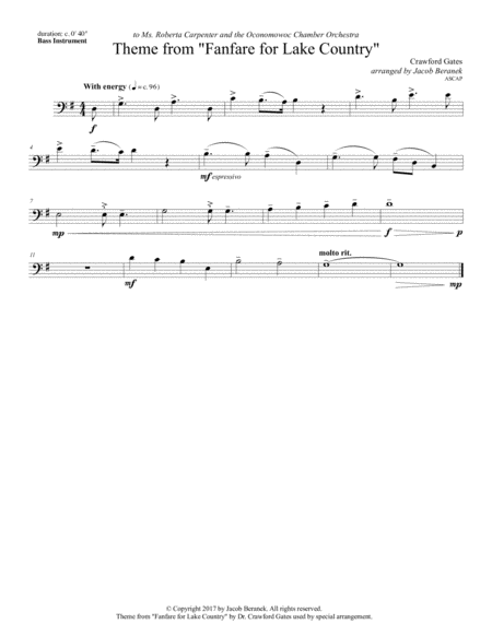 Theme From Fanfare For Lake Country Bass Instrument And Piano Page 2