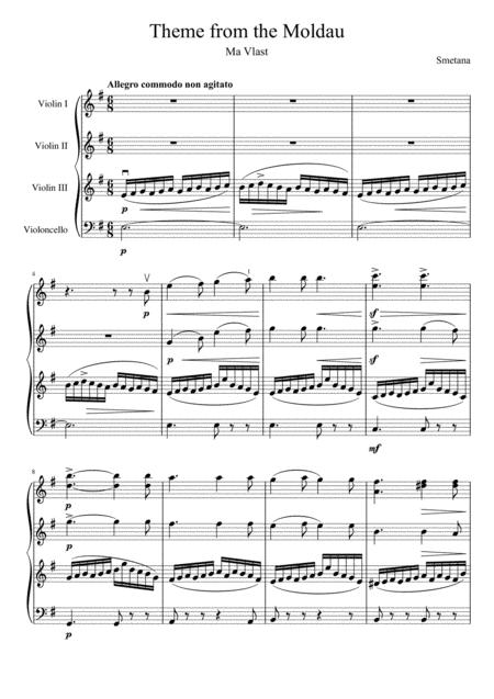 Theme From The Moldau Three Violins And Cello Page 2