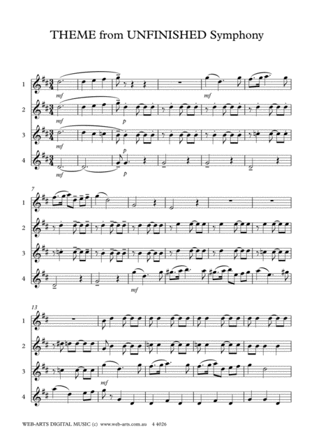 Theme From Unfinished Symphony For 4 Flutes Page 2